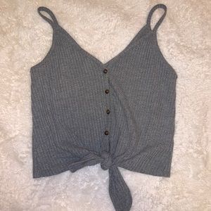 Grey Polyester Tied Tank Top